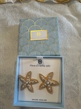 House of Harlow 1960 Gold Beaded Starfish Stud Earrings